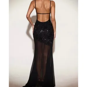 Oh Polly Amarelle Embellished Sweetheart-Neck Backless Gown in Black size 0 New thumbnail 3