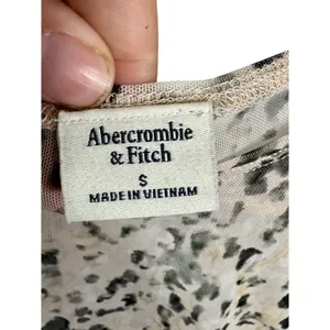 Abercrombie & Fitch White Black Sheer Animal Print Ruched Sleeveless Blouse Sz S thumbnail 4