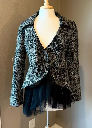 Daytrip Black and Gray Textured Women's Tulle Jacket Large thumbnail 1
