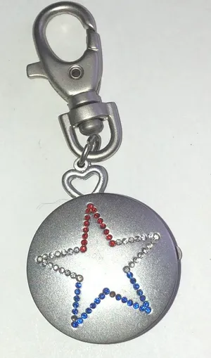 Silver Tone Star Watch Keychain with Red, White, and Blue Accents thumbnail 1