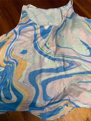 Pastel Swirl Print Women’s Elastic Waist PJ shorts set thumbnail 3