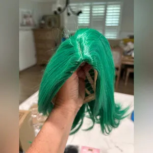 NEW Green Bob Wig Cosplay Costume Halloween Synthetic Hair thumbnail 4
