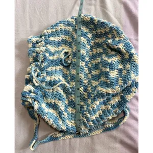 Handmade‎ Crochet Boho Bag Strap Tie Close Lined Gathered Knit NWOT Large thumbnail 2