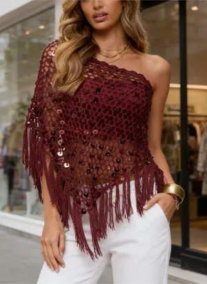 Sequin Fringe Poncho thumbnail 1