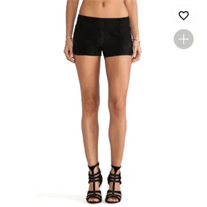 Hudson Siouxsie Dolphin Suede Leather Stretch Shorts Black S Small Lamb Nubuck thumbnail 4