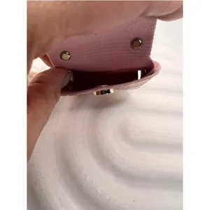 NWT Mini Purse Keychain Pink Faux Leather with Pearl Handle, Coin‎ Holder thumbnail 4