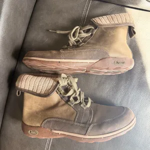Chaco Barbary Leather Ankle Boots Fold Down Brown Green Fall Granola Girl Size 8 thumbnail 4