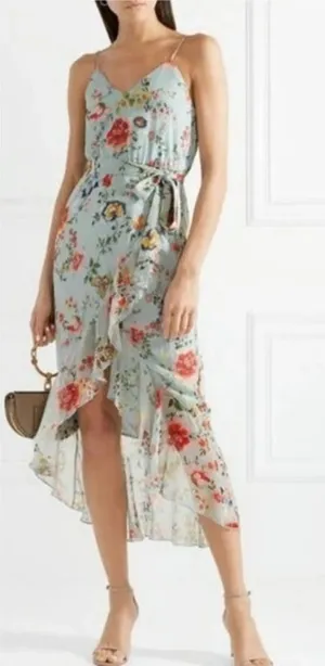 $395 Alice+Olivia Mabel Light Blue Floral Midi Dress 0 thumbnail 1
