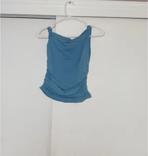 Off the shoulder Abercrombie Twist top - Blue thumbnail 2