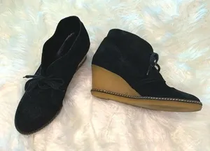 J.‎ Crew black wedge booties leather suede size 8 thumbnail 1