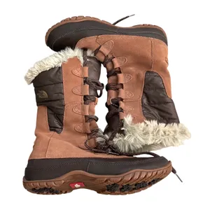 The‎ North Face Shellista Snow Boots Womens 9 Brown Tan Faux Fur Primaloft Suede thumbnail 1