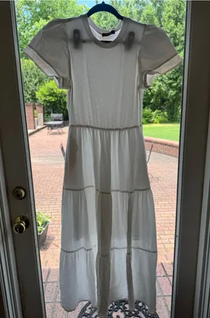 BTFBM long prairie dress in white. thumbnail 1