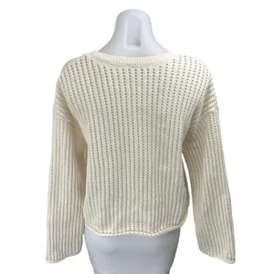 Zara Cream Long Sleeve Open Knit Relaxed Fit Sweatshirt Sweater Top Size M thumbnail 2