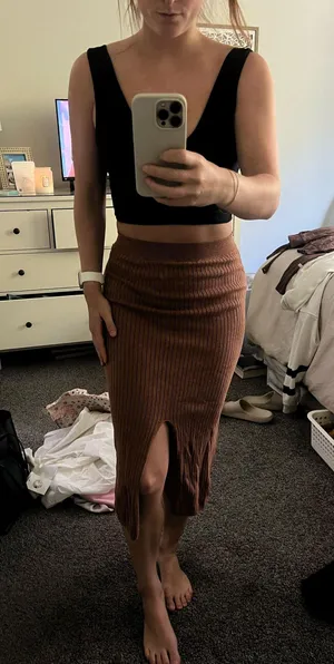 Free people brown sweater skirt  thumbnail 1