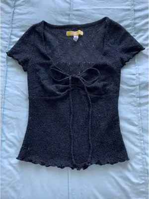 Urban Outfitters Black Lace Tee thumbnail 1
