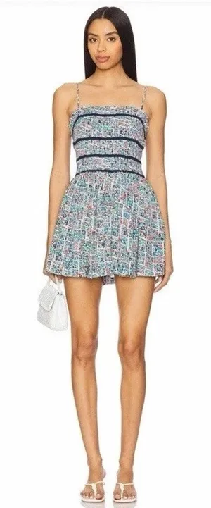 Free People Black/Brown Bali Checked Out Printed Dress - SZ M - NEW $138 thumbnail 1