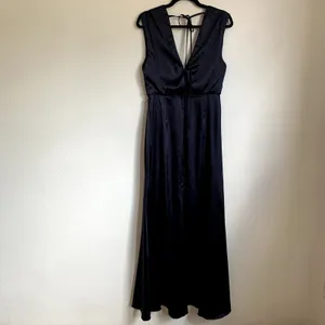 NWT Dessy Collection‎ Charmeuse Cap Sleeve Gown Dress in Midnight Blue thumbnail 5