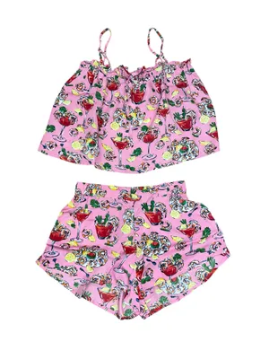 Print fresh pink cocktail pj set  thumbnail 1