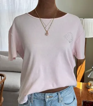 2000s Vintage Lauren Ralph Lauren Pink Cotton Baby Tee Rhinestone Logo‎ Medium thumbnail 1