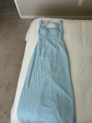 Azazie Bridesmaid Dress Blue Maxi thumbnail 3