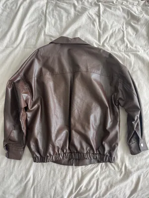 SHEIN Oversize Brown Leather Jacket thumbnail 2