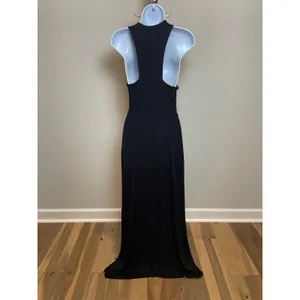 Monteau Maxi Dress Size S Black V Neck Sheer Accent Racerback NWT thumbnail 4