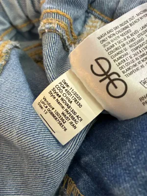 Vintage America Paperbag Waist Jeans High Rise Tapered Stretch Light Wash 12 thumbnail 2