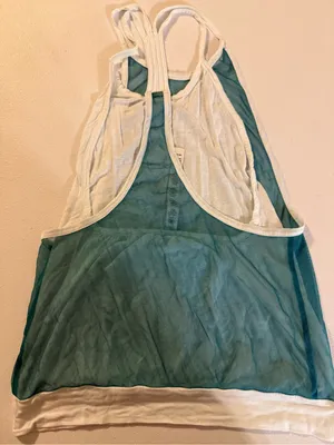 Alo Yoga Mesh Athletic Tank Top size XS Teal Sheer Logo Workout Shirt thumbnail 4