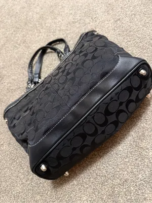 Vintage Coach Hampton Signature Satchel Black Canvas Leather Y2K Hobo code 6830 thumbnail 3