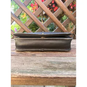 Vintage Coach Pocket Purse Black Leather Crossbody Bag 9755 Brass Turnlock thumbnail 6