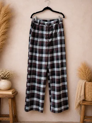 NWT Monki Plaid Matching Suit Set Blazer & Wide Leg Pants Size M thumbnail 4