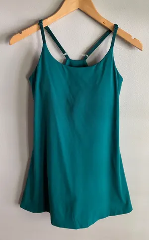Teal Athletic Tennis Dress Romper Built In Shorts Adjustable Straps XS thumbnail 1