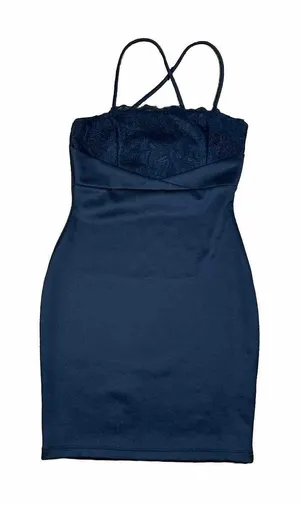 Glare Black Short Bodycon Spaghetti Strap‎ ￼Dress Womens Size Medium Look Small thumbnail 1