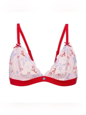 VICTORIA’S SECRET PINK Unlined Triangle Bralette Firework Embroidered Sheer L thumbnail 2