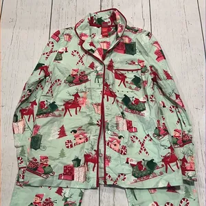 Christmas green two piece pajama set thumbnail 1