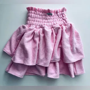House of Wallace pink ruffle terry skirt barbie layered S thumbnail 2