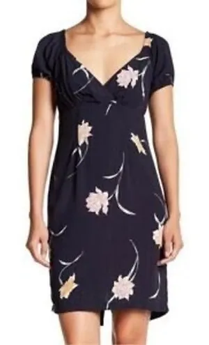NWT ASTR the Label Womens Navy Blue Floral Puff Sleeve Babydoll Mini Dress Sz XL thumbnail 1