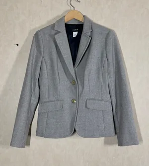 J. Crew Women’s 100% Wool Blazer Jacket Two Button Tailored in Gray 8 thumbnail 1