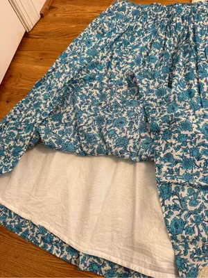 J.Crew Smocked-waist cotton voile midi skirt in blue blooms block print size S thumbnail 2