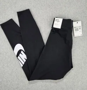 Nike Pants Womens XS Black Tight Leggings High Waisted Logo Swoosh Running Pants thumbnail 1