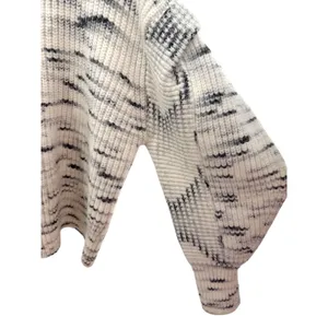 Varley Belgrave Dalmation Knit Mock Neck Sweater Balloon Sleeve Marled M Relaxed thumbnail 3