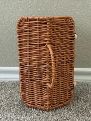 Vintage Style Wicker House Handbag Brown Cottagecore Basket Purse Picnic Woven thumbnail 10