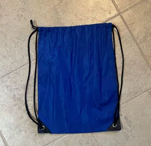 Blue drawstring bag. Measures 17 1/2 inches long x 13 inch wide thumbnail 1