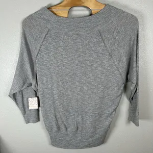 NEW We The Free People Palisades Thermal Pullover Top Size Medium Boat Neck Grey thumbnail 2