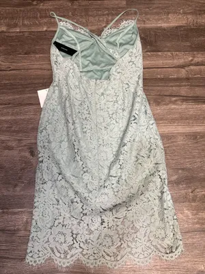 Lulus Light Blue Floral Lace Open Back Mini Dress NWT thumbnail 10
