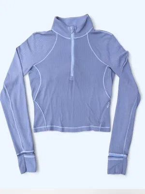 Lululemon It’s Rulu Cropped Half-Zip Long Sleeve Top gray yoga Pilates running 4 thumbnail 1