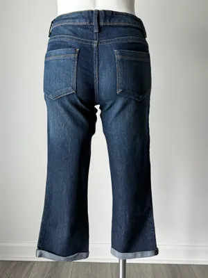 Faded Glory Dark Blue Cuffed Capri Jeans  thumbnail 6