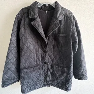 Young Fabulous and Broke Anthropologie Walker Mineral wash-black Quilted Shacket jacket thumbnail 7