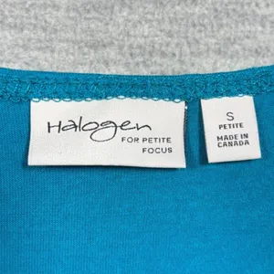 Y2K Tank Top Size S Petite Halogen Lace Trim Tank Top Teal Blue Stretch thumbnail 3