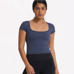 Vuori Halo Short Sleeve Crop Top dream Knit azure heather blue size XL thumbnail 7